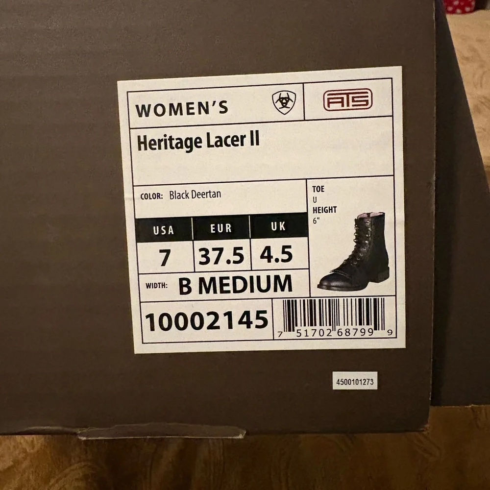 Ariat Black Leather Lace Up Boots - Picture 7 of 7